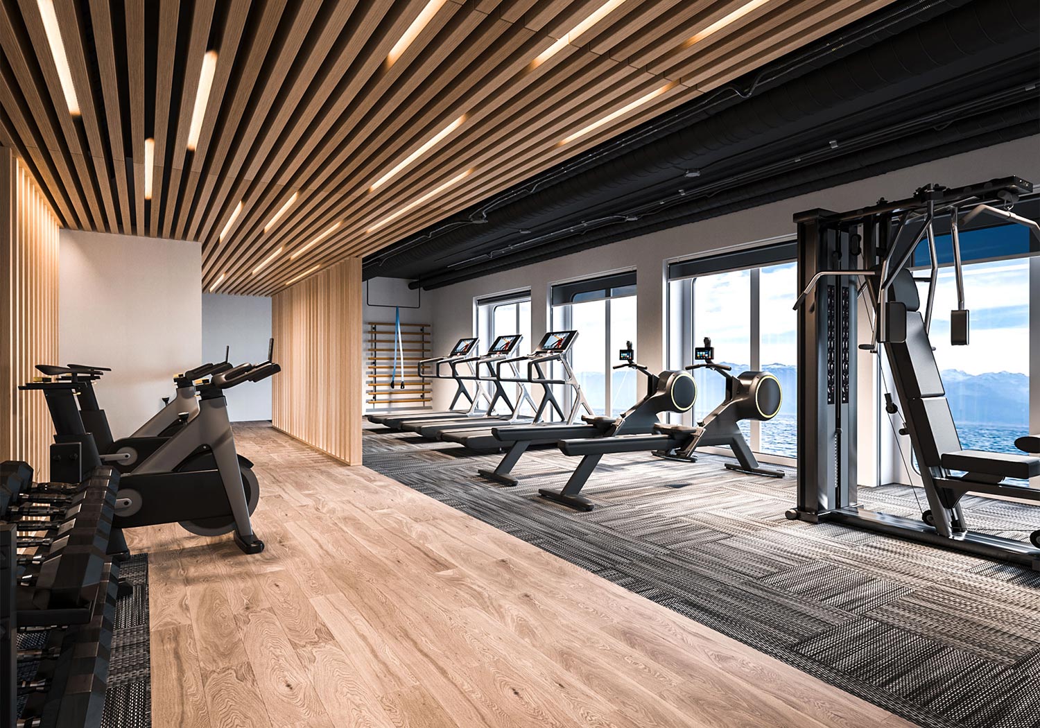 Bru & Bru agencia de viajes exclusivos Quark Expeditions al Ártico y Antártida, gimnasio del Crucero Ultramarine