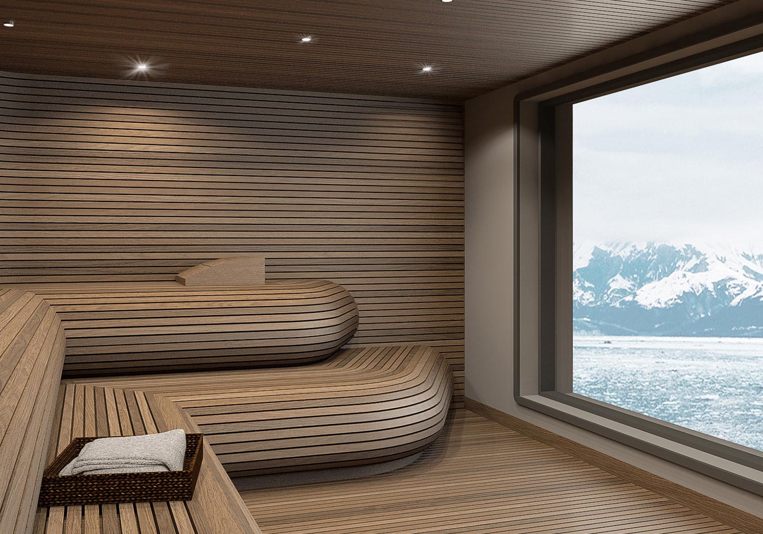 Bru & Bru agencia de viajes exclusivos Quark Expeditions al Ártico y Antártida, spa y sauna del Crucero Ultramarine