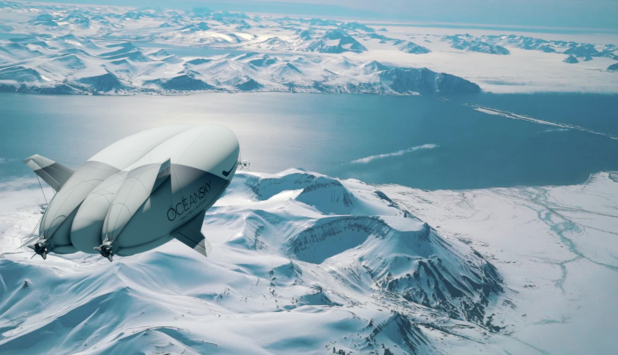 Bru & Bru agencia de viajes, OceanSky Cruises, vuelos en dirigible al Polo Norte. Visualization by KIRTxTHOMSEN